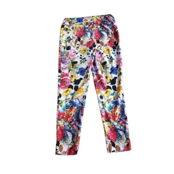 Up By Island Trends, Made in Canada, Floral Mid-Rise Ankle Skinny Pants, Sz 2 - Picture 1 of 11